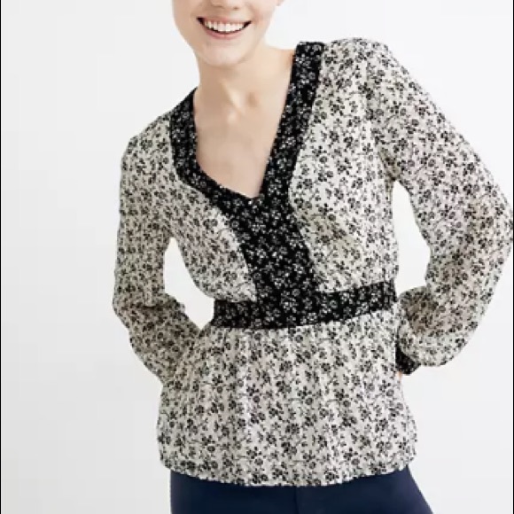 {MADEWELL} NWOT Floral Peasant Blouse - Picture 1 of 5
